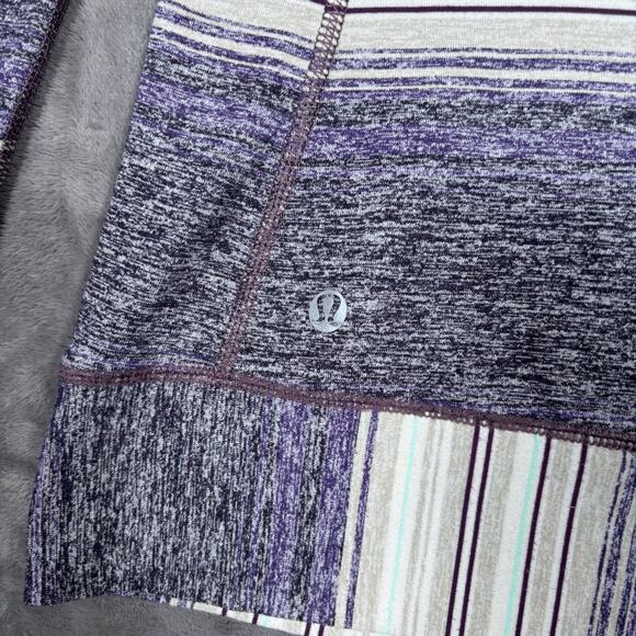 Lululemon Race Your Pace Long Sleeve Osaka Stripe Black Grape Size 4 - Picture 3 of 5